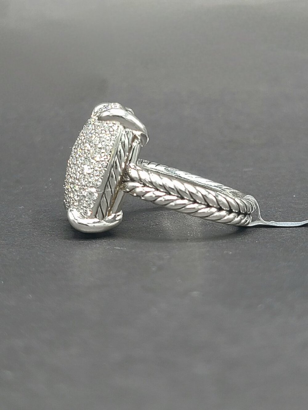 NWT David Yurman Chatelaine Elongated Ring in Sterling Silver w/ Diamonds - Sz 7 - Picture 7 of 12